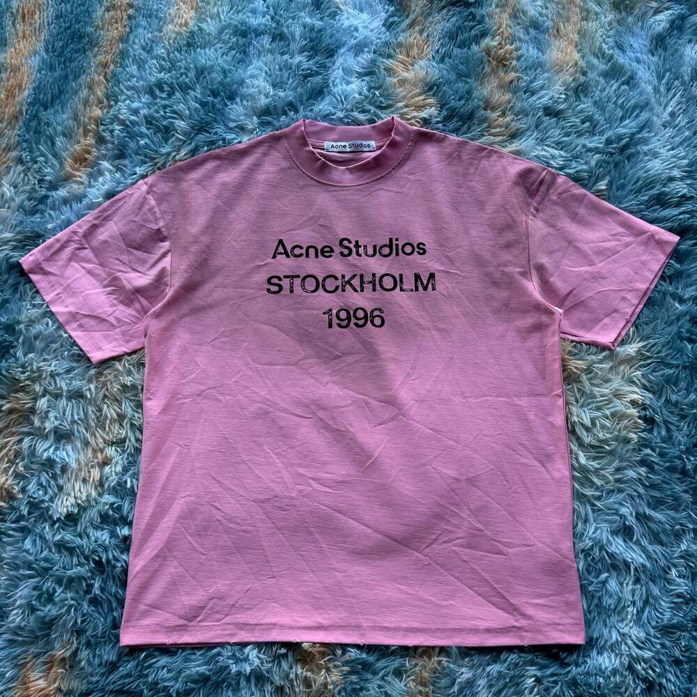 Acne Studios Stockholm 1996 Logo Distressed T-Shirt Pink Size S